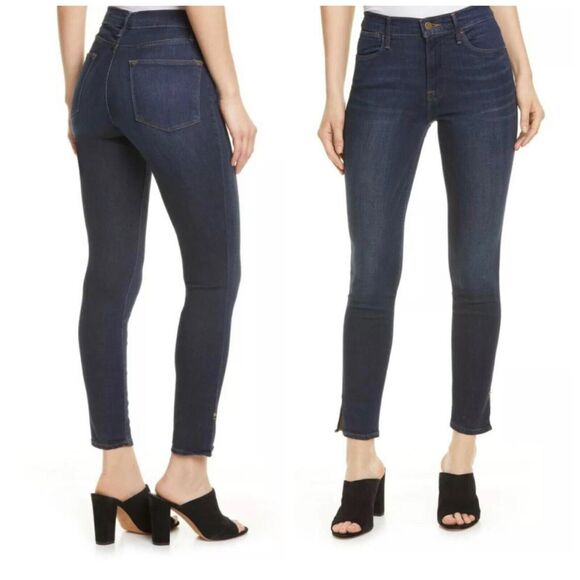 FRAME LE High Skinny Jeans Women's Size 25 Wythe Slit Hem Classic Denim Mid Rise - Picture 1 of 9